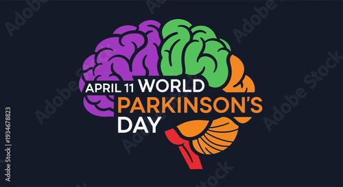 Vibrant brain graphic supporting World Parkinson's Day on April 11