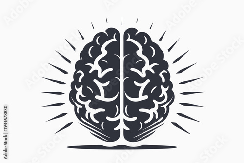 Abstract brain design with radiant lines suggests concept of inspiration and intelligence idea