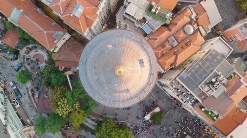 Wallpaper Mural Cinematic aerial shot of Galata Tower at sunset in Istanbul, Turkey Torontodigital.ca