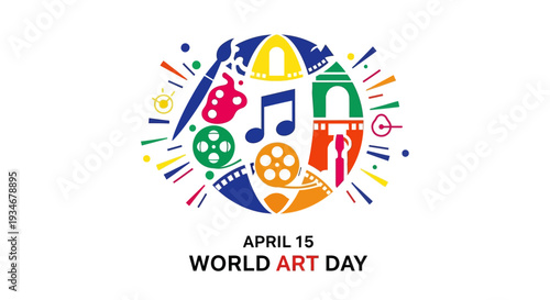 Vibrant World Art Day celebration with creative symbols