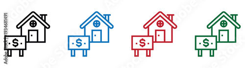 House models with dollar signs and arrows showing real estate investment profit growth and financial success