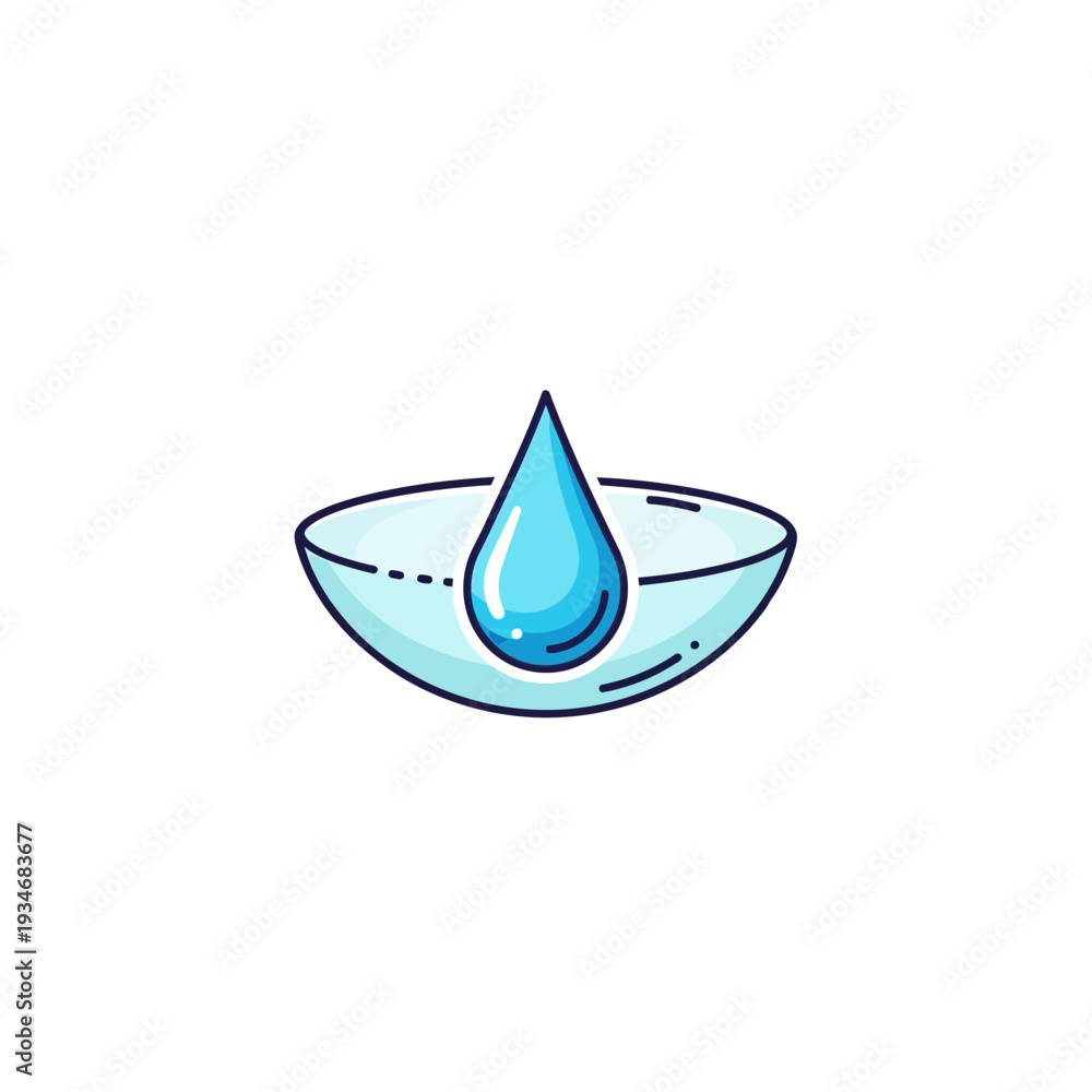 Fototapeta premium Conceptual Illustration Depicting a Contact Lens with a Water Droplet Symbolizing Vision Clarity