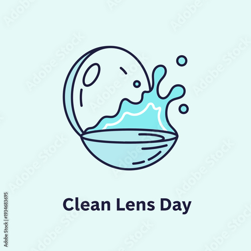 Conceptual Illustration Depicting a Contact Lens with Splashing Water Representing Cleanliness
