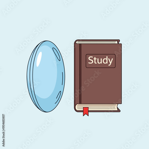 Conceptual Illustration Depicting Academic Pursuit Featuring Rugby Ball And Study Book