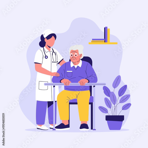 Compassionate Nurse Assisting Senior Patient with Physical Therapy and Personalized Care