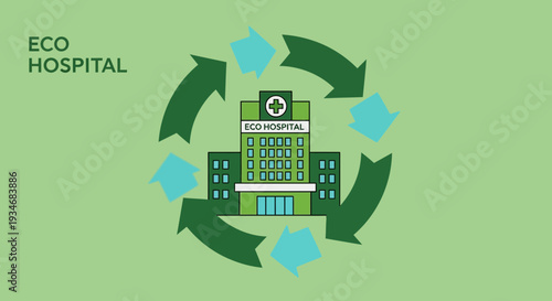 Conceptual Illustration Depicting An Eco-Friendly Hospital Building With Green Energy Resources