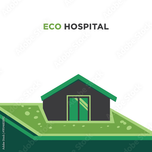 Conceptual Illustration Depicting an Eco-Friendly Hospital Building with Green Features and Design