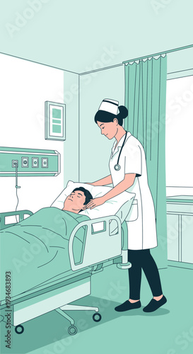 Compassionate Nurse Attending Patient: Hospital Care, Healthcare, and Medical Support