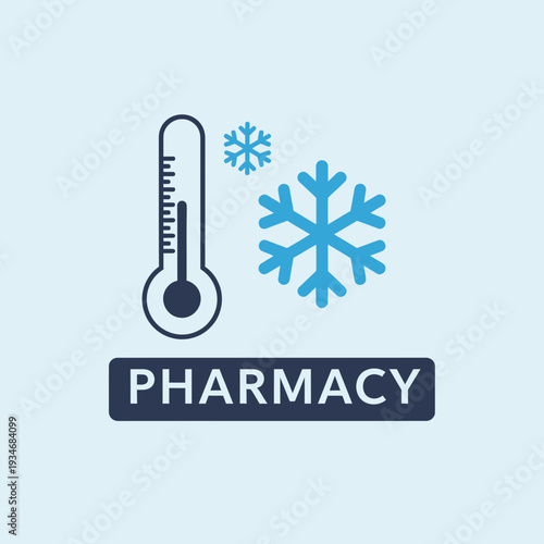 Conceptual Illustration Depicting Cold Pharmaceuticals Storage and Medical Pharmacy Elements