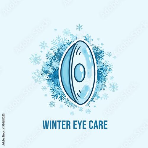 Conceptual Illustration Depicting Winter Eye Care and Contact Lens Design For Cold Season