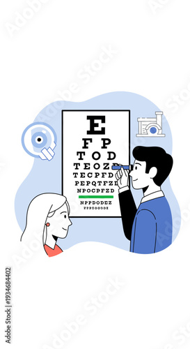 Comprehensive Eye Examination: A Detailed Illustration of Vision Testing and Ocular Health