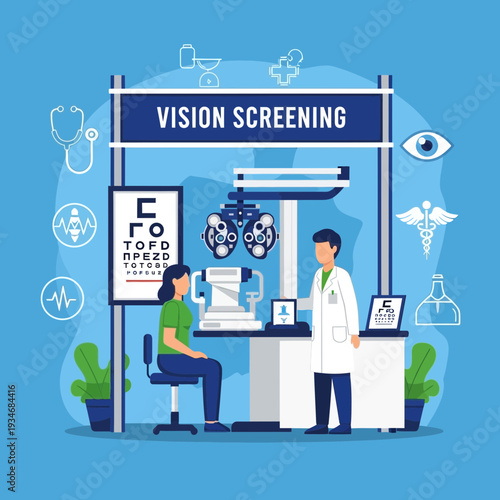 Comprehensive Eye Examination: A Detailed Illustration of Vision Screening and Eye Health