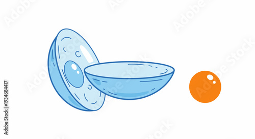 Conceptual Illustration Depicting Contact Lenses, Eyeball, And Visual Aid Elements