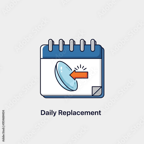 Conceptual Illustration Depicting Daily Contact Lens Replacement with Calendar and Arrow