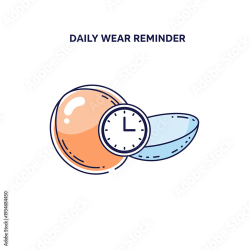 Conceptual Illustration Depicting Daily Contact Lens Wear and Time Management Reminder