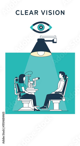Comprehensive Eye Examination: A Modern Optometry Illustration for Vision Healthcare Clarity