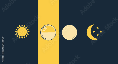 Conceptual Illustration Depicting Day and Night Cycles With Celestial Elements Abstract