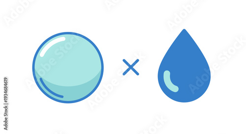 Conceptual Illustration: Sphere Merging With Drop Showing Hydration and Purity