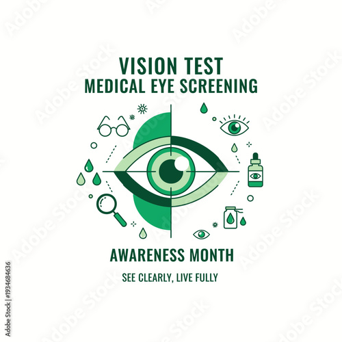 Comprehensive Eye Examination Design: Visual Healthcare Illustration and Awareness Campaign Concept