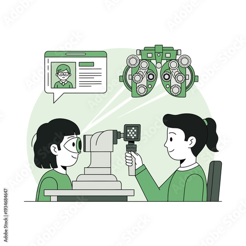 Comprehensive Eye Examination Depicting Vision Care, Patient Consultation, And Diagnostic Procedures