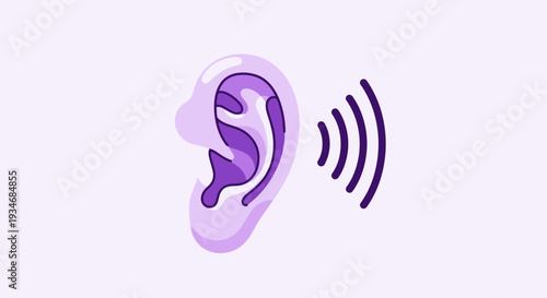 Conceptual Representation Of Hearing And Sound Perception With Ear Illustration
