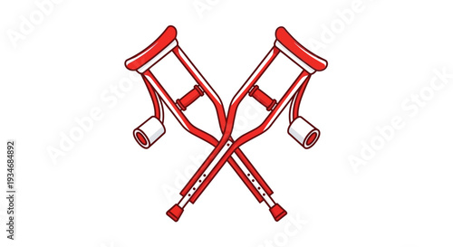 Crossed Crutches Illustration: A Graphic Depiction of Mobility and Support on White Background