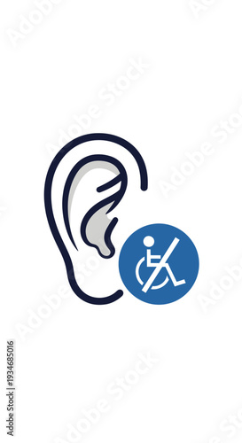 Conceptual Visual Depicting Hearing Impairment With Assistive Iconography and Accessible Symbols
