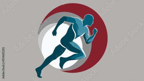 Dynamic athletic runner illustration sprinting with energetic motion and speed. Abstract graphic vector art for fitness and performance.