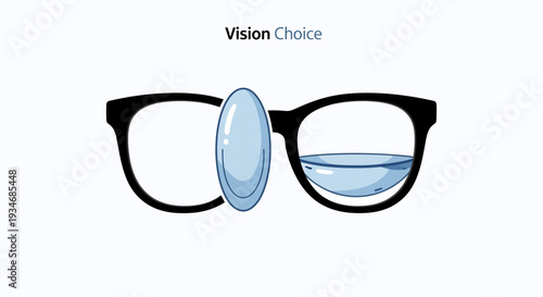 Conceptualizing Vision: Illustration of Eyeglasses Featuring Contact Lenses, And Vision Choice
