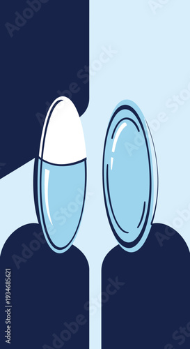 Conceptual Artistic Representation of Eyecare, Illustrating Lens and Medication with Aesthetic Style