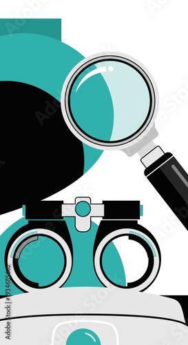 Conceptual Illustration Depicting Optics, Magnification, and Visual Exploration Concepts