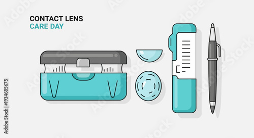 Contact Lens Care: Modern Vector Illustration of Vision Health Products and Accessories
