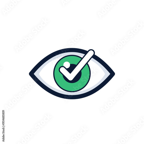 Conceptual Graphic of Vigilance Symbolized by Eye and Validation Mark, Modern Design