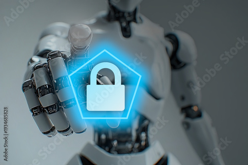 Robot Hand Presenting Digital Security Lock