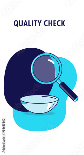 Conceptual Illustration Depicting Quality Control And Inspection With Magnifying Glass On White