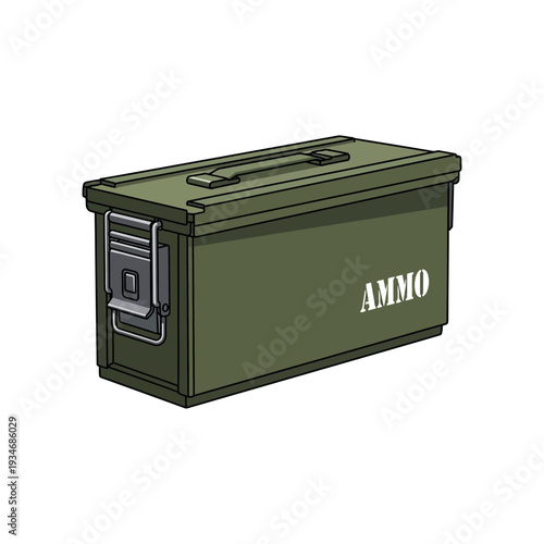 Green Metal Ammunition Box Illustration.
