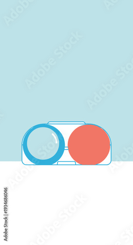 Conceptual Illustration: Contact Lens Case Depicting Vision and Colored Circles Abstract Design