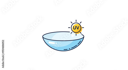 Contact Lens Protection From Ultraviolet Light Icon for Optometry and Vision Care