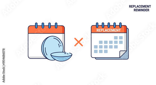 Contact Lens Replacement Reminder: Visual Representation of Healthcare and Eye Care Schedule