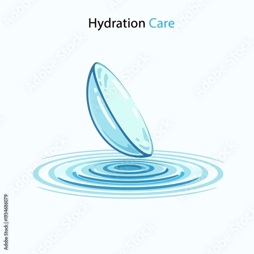 Contact Lens Resting Above Water Ripples Depicting Hydration And Eye Care Concept