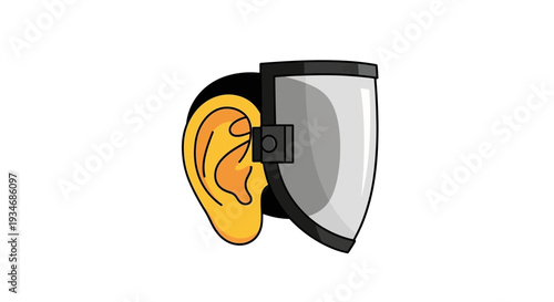 Conceptual Illustration Depicting Sound Protection and Safety in a Digital Art Style