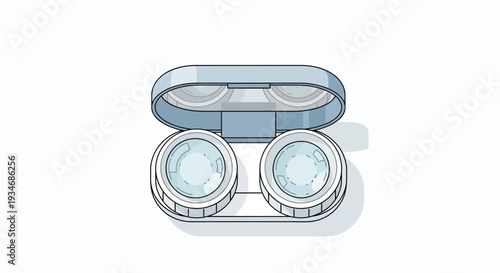 Contact Lenses Case Illustration Depicting Clear Vision Accessories For Eyesight Correction.