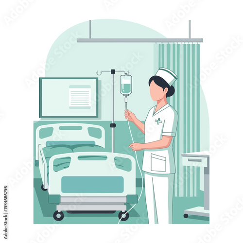 Dedicated Nurse Administering Intravenous Fluids and Providing Compassionate Care in Hospital Room