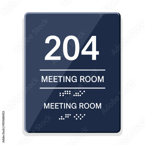 Contemporary Conference Room Sign: Modern Design, Room Number 204, Meeting Area Indicator