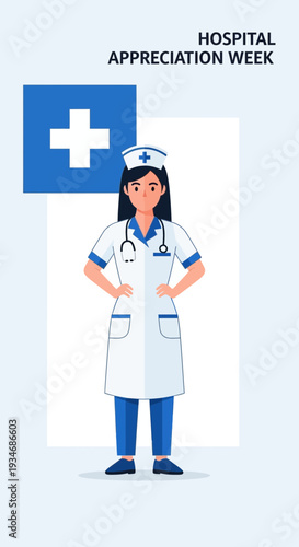 Dedicated Nurse Symbolizing Healthcare Service and Hospital Appreciation Week Celebration