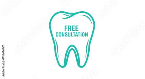 Dental Advertisement Offering Free Consultation Within A Simple Tooth Illustration