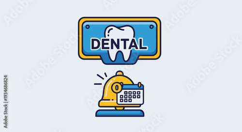Dental Appointment Reminder With Icon Of Tooth, Calendar, and Bell For Reminding People