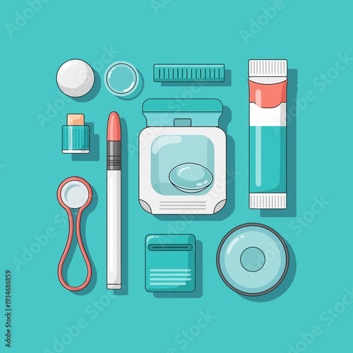 Cosmetic Essentials: A Modern Flat Lay Arrangement Depicting Beauty and Personal Care Products