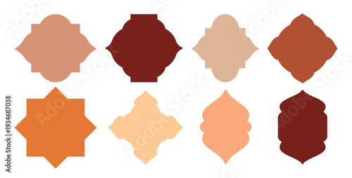 Arabic arch and frame collection. Oriental Islamic shapes silhhouettes to Ramadan greetings design.