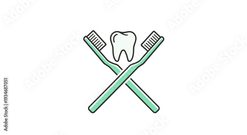 Dental Care Crossed Toothbrushes Graphic For Healthcare Marketing And Oral Hygiene Education